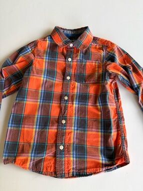 OshKosh B'gosh Orange and Blue Plaid Button-Up Shirt